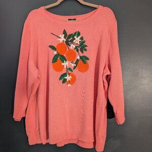 Orange Motif Coral Sweater
